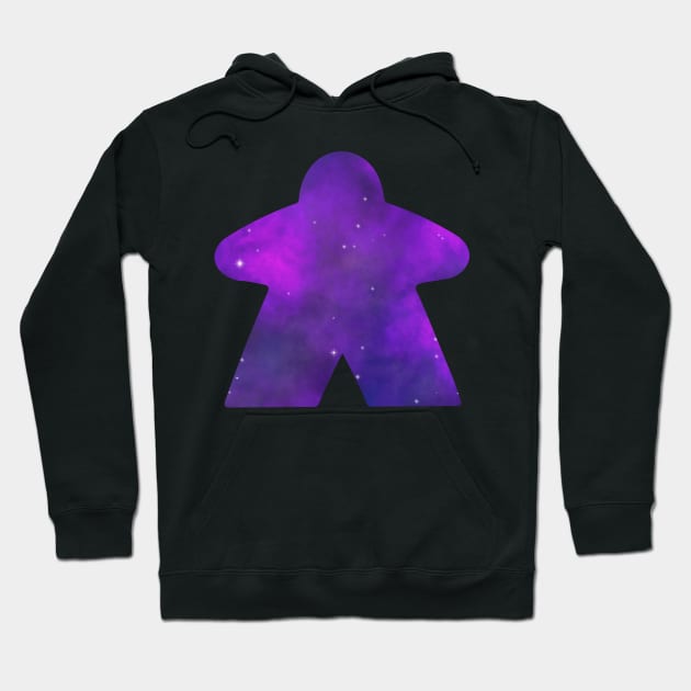 Purple Galaxy Nebula Space Meeple | Board Game Fan Hoodie by gloobella